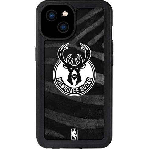 NBA Milwaukee Bucks Animal Print Black iPhone 15 Plus Waterproof Case